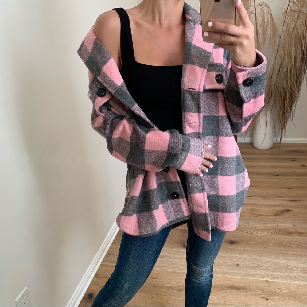 [RePosh] Barbies Plaid Coat | Pink + Grey